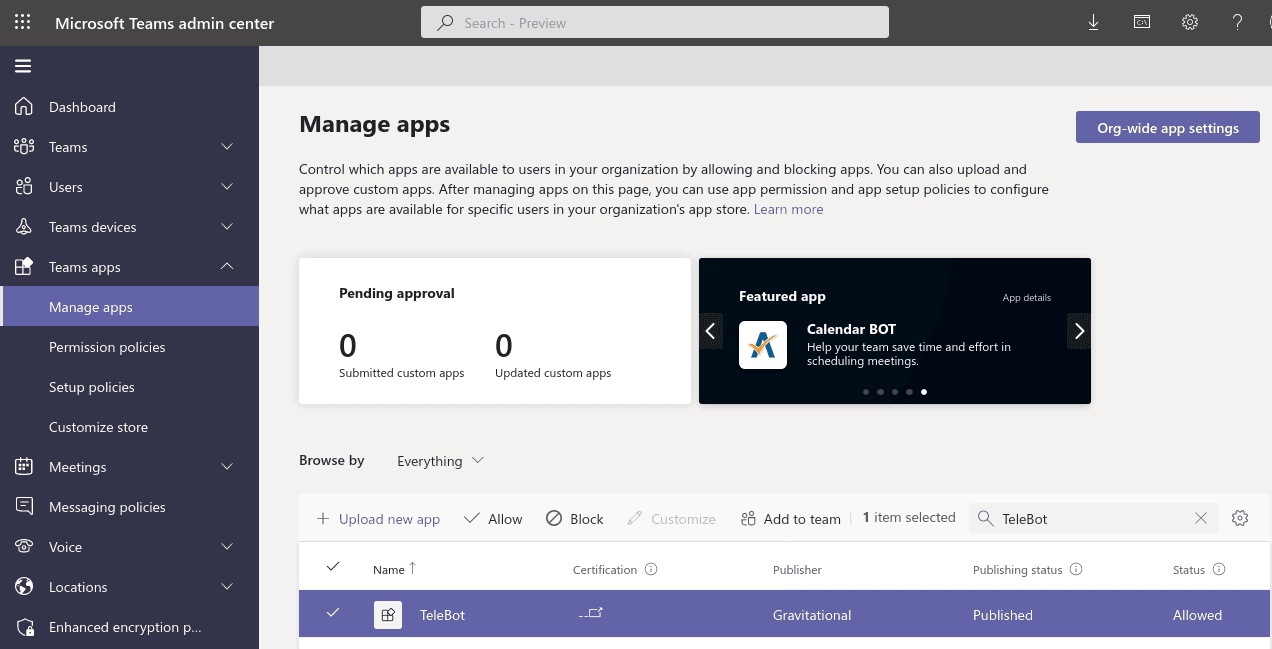 Upload Teams App