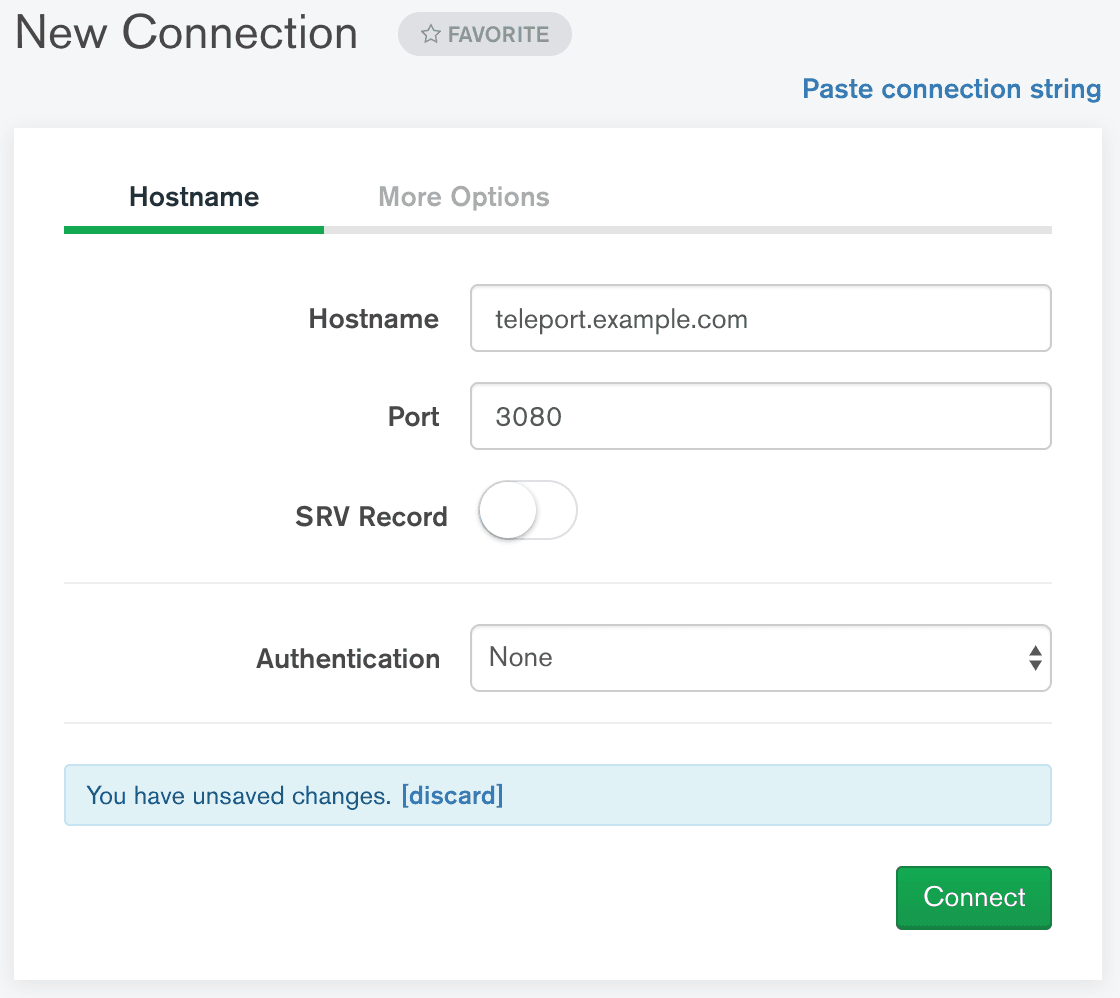 MongoDB Compass hostname